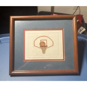 Rare Signed Numbered Art Print Martha Hinson Free Throw #4/1200 Framed VTG